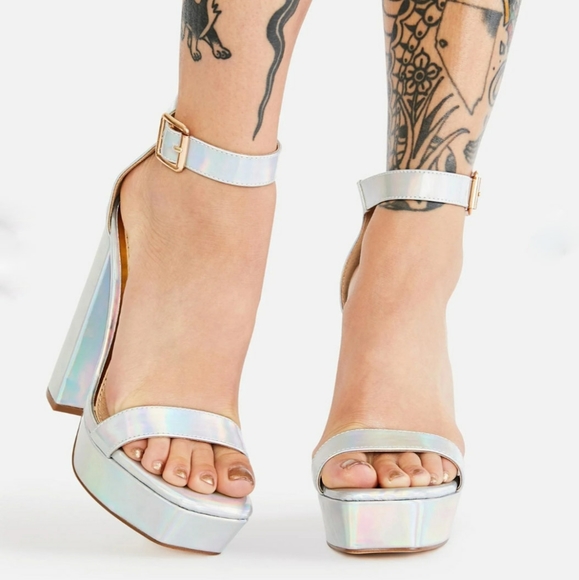 Holographic iridescent heaven platform Heels - Picture 4 of 7